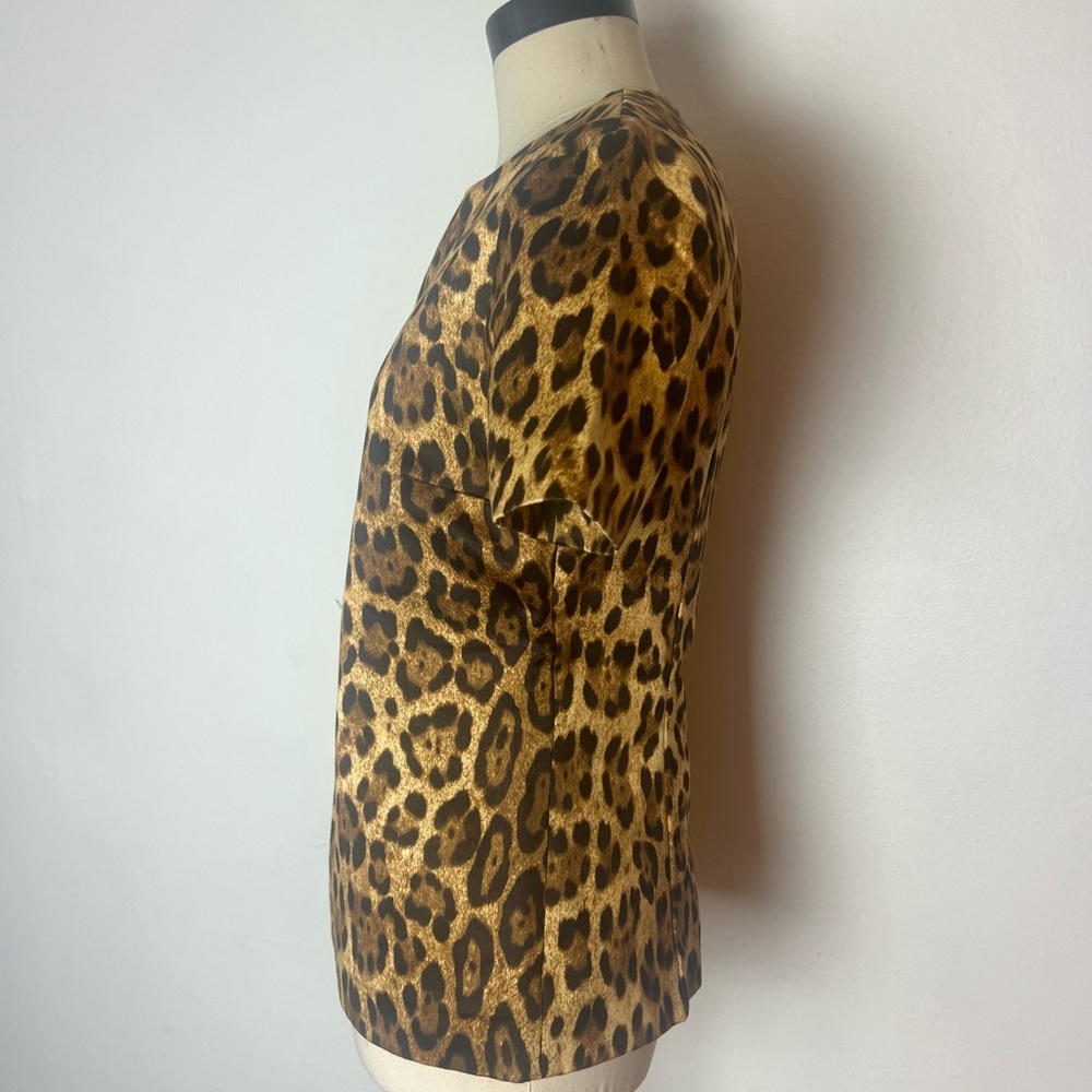MICHAEL KORS Made In Italy Rayon Leopard Print Short Sleeve Blouse Top Size 10 - Picture 9 of 11